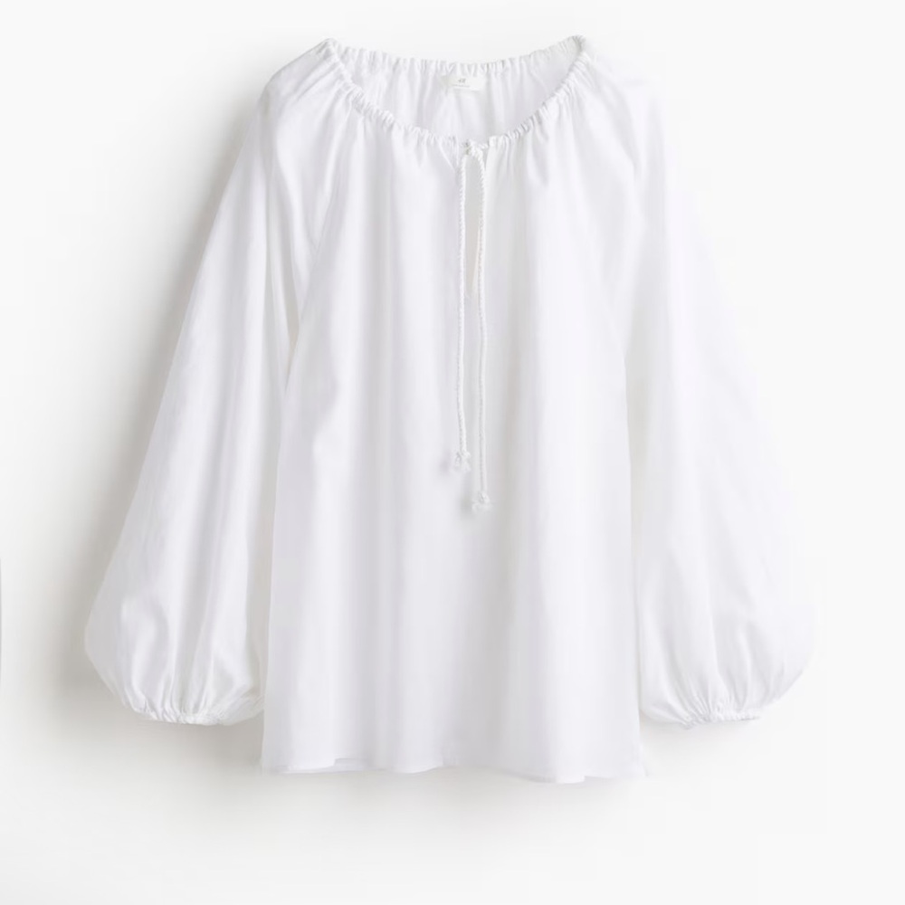 H&M Linen-Blend  Popover Blouse Size Medium